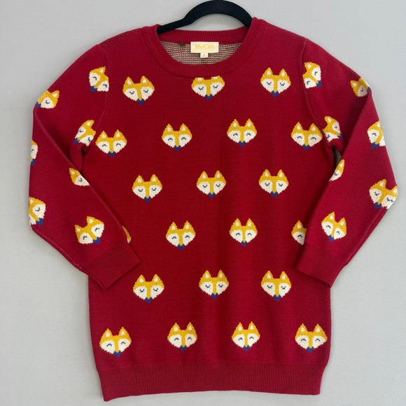 Modcloth Sweaters - ModCloth Whimsical Fox Face Sweater Intarsia Knit Retro Critter 100% Cotton Sz S
